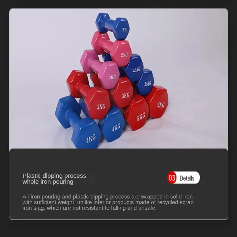 Women Smooth Hexagonal Dumbbell Weight Loss Slimming Slim Waist Fitness Equipment Mancuernas Cast Iron Dip in Dumbbell